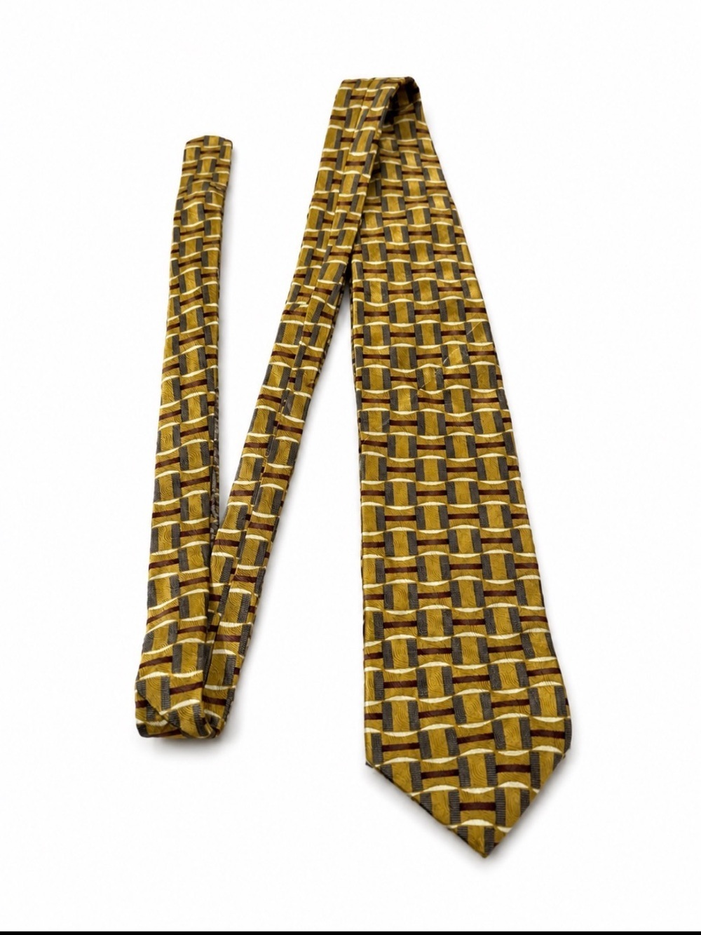 Feraud Classic Geometric Mustard yellow Men's Tie 100% silk